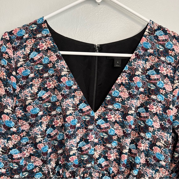 J Crew Long Sleeve Floral Ruffle Tiered Midi Dress Sz 8 V Neck Flirty Flowy - Picture 2 of 12